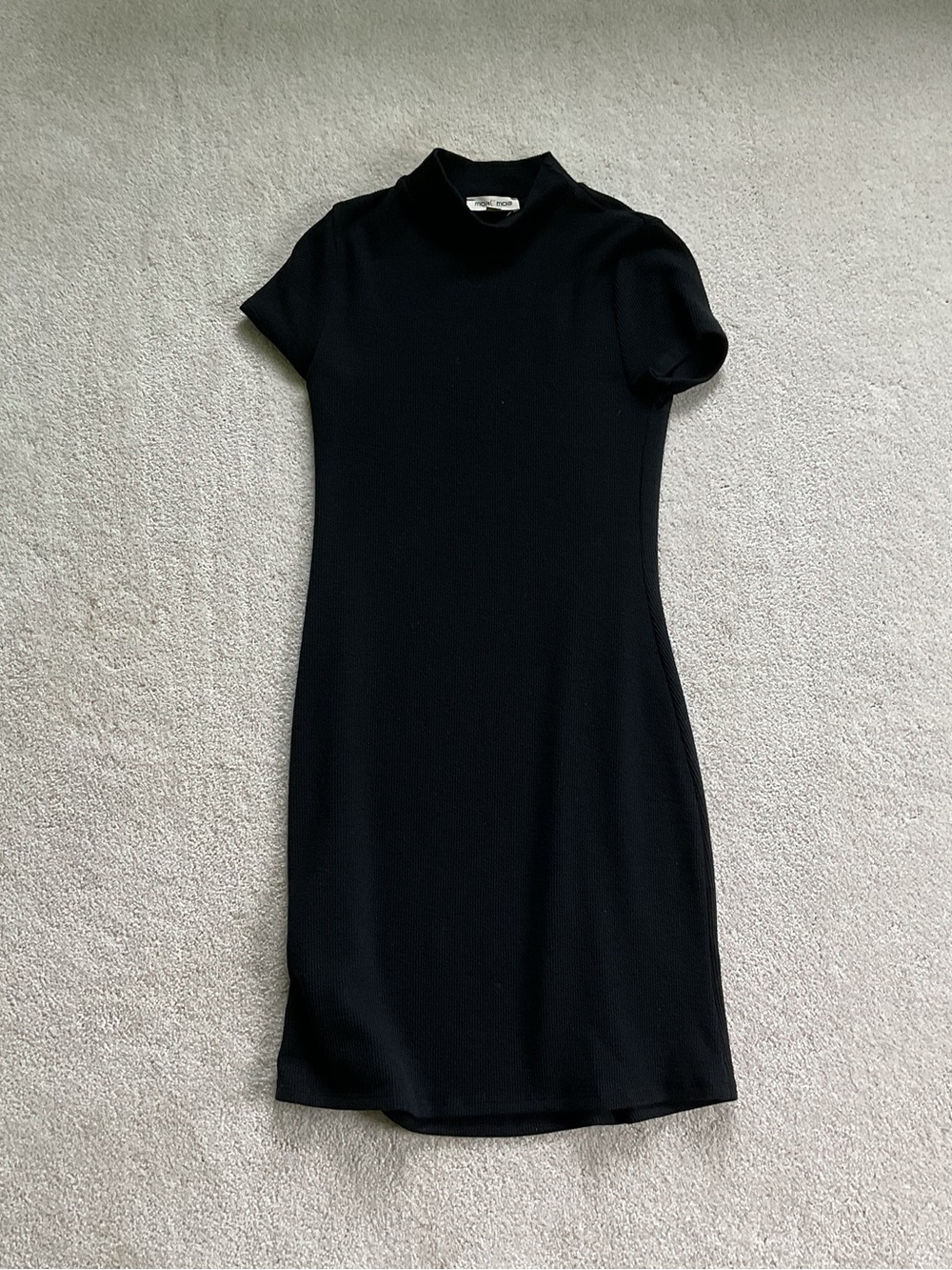 Moa Moa Black Short-Sleeve Mock Neck Dress